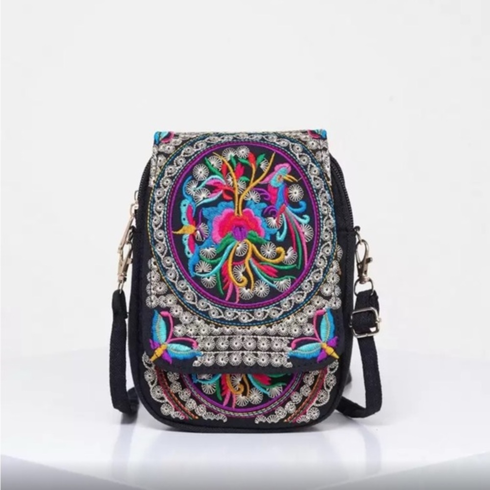 ✨NEW Bohemian Embroidered Multicolor mini Crossbody bookbag